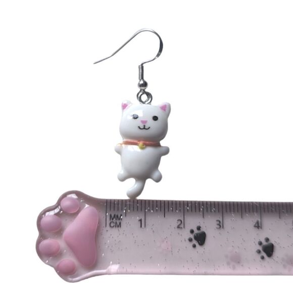Cat Earrings Acrylic Stainless Steel Hooks - Picture 4 of 6
